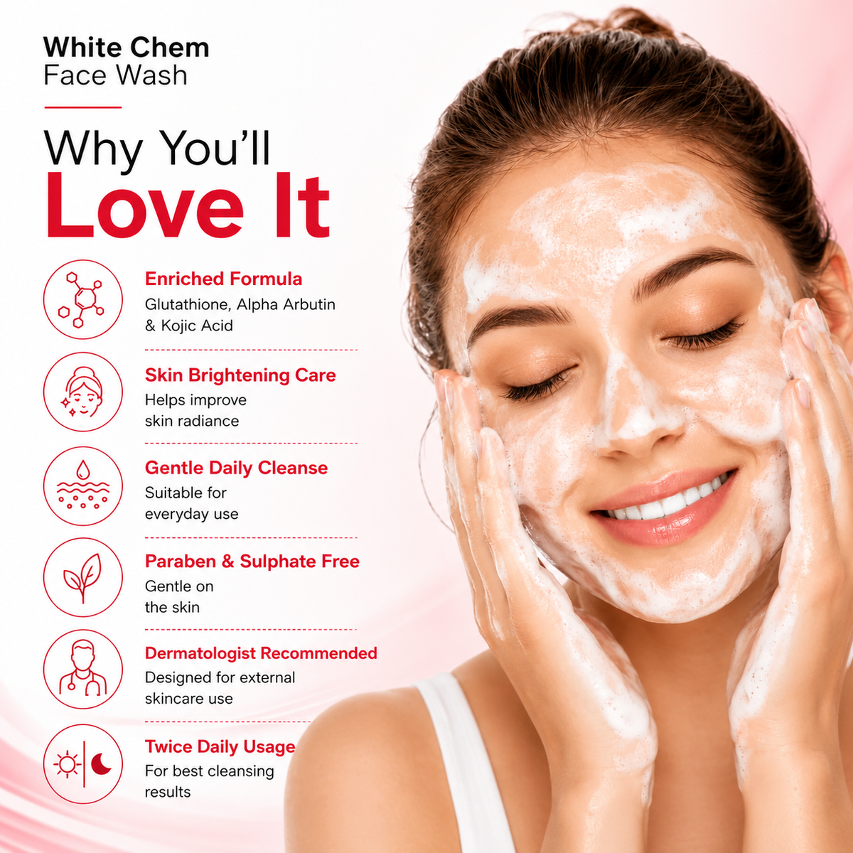 WhiteChem Creamy Face Wash – Gentle Hydrating Cleanser for Dry Skin